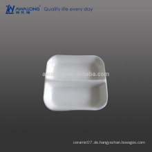 Kleine Kapazität Zwei Gitter Weiß Gemeinsame Feine Keramik Quadrat Form Dish